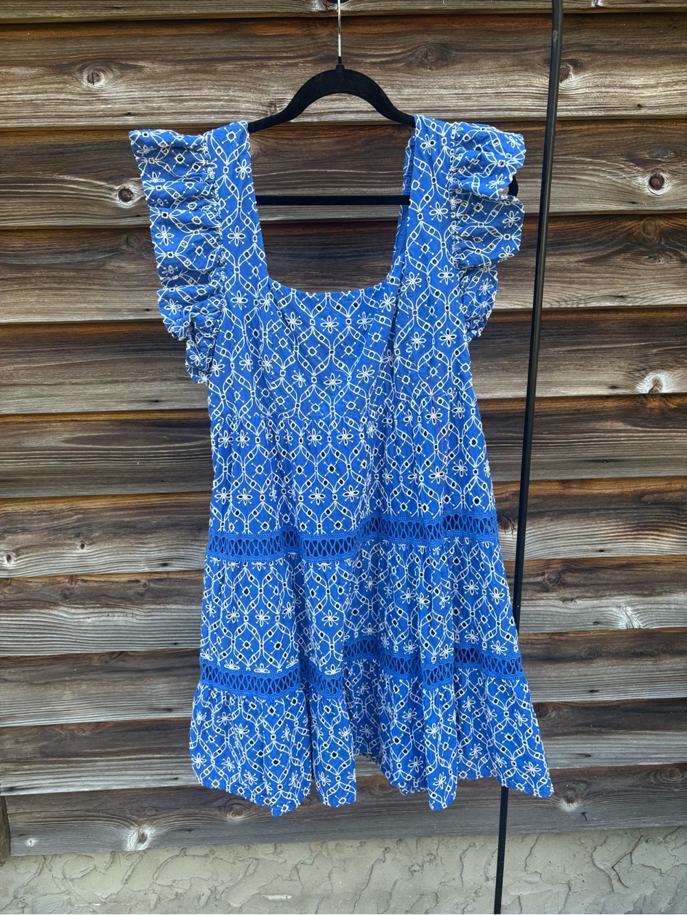 Lilly Pulitzer Blue and White Printed Ruffle-Sleeve Dress